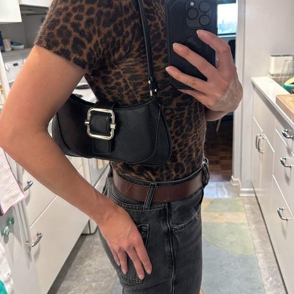 Black Faux Snake Skin Shoulder Bag - Picture 16 of 16